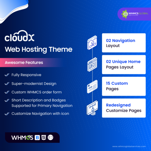 CloudX WHMCS Web Hosting Theme + Client Area Template